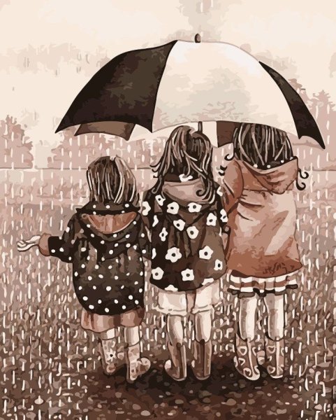 Две девушки под дождем