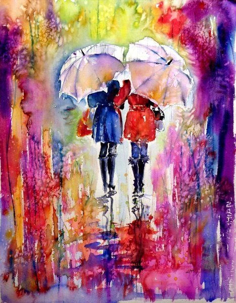 Подруги под зонтом