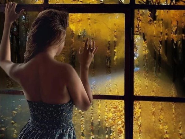 Осень дождь девушка у окна