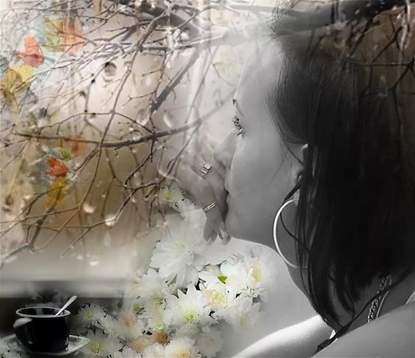 Грустная осень--женщина у окна