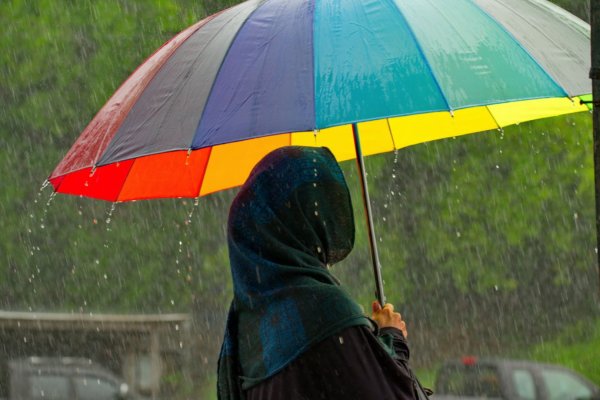 Зонт под дождем