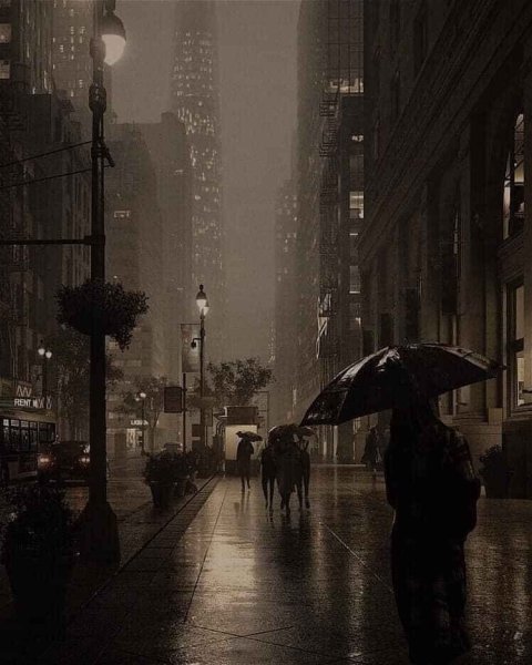 Ночной город под дождем