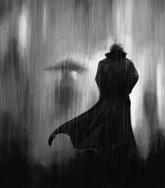 Темный силуэт в плаще