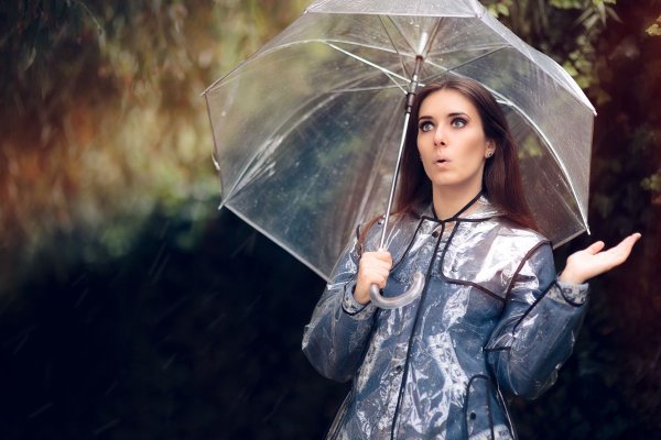 Девушка под прозрачным зонтом