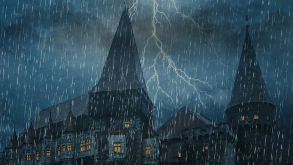 Замок под дождем