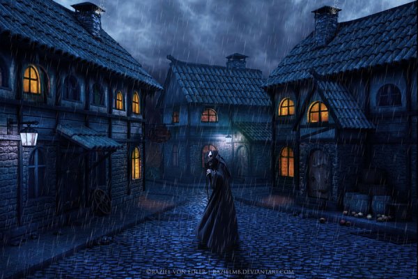 Средневековый город ночью