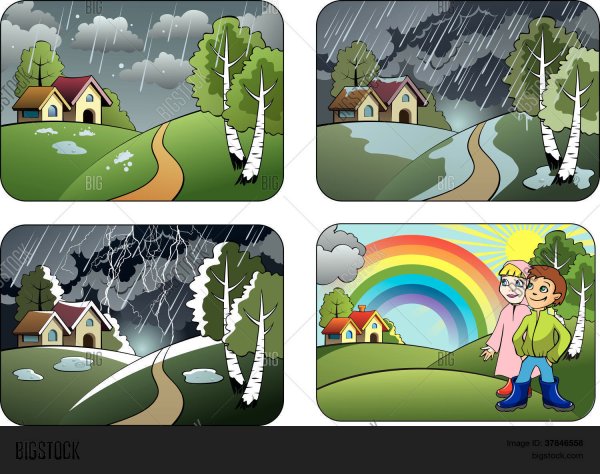 Иллюстрации пасмурной природы для детей