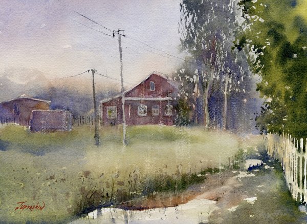 Тупоршин Владимир акварель дождь