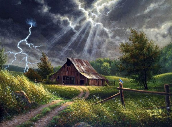 Гроза в деревне живопись