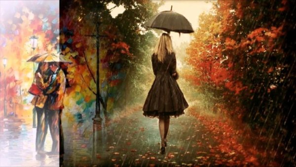 Девушка уходящая в осень