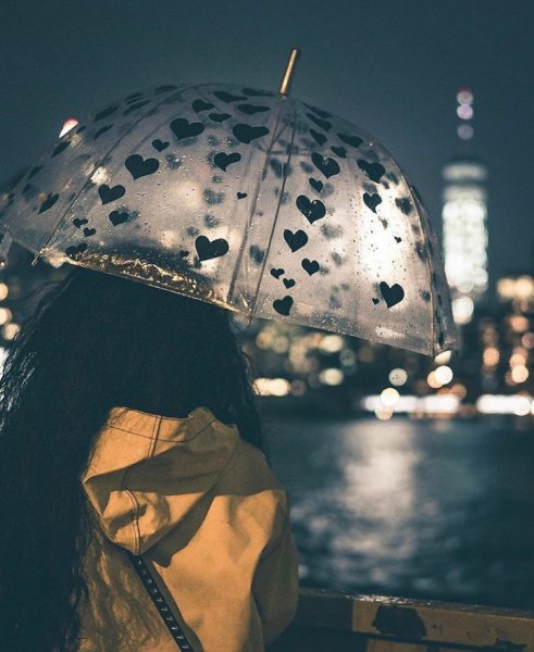 Девушка под зонтом без лица