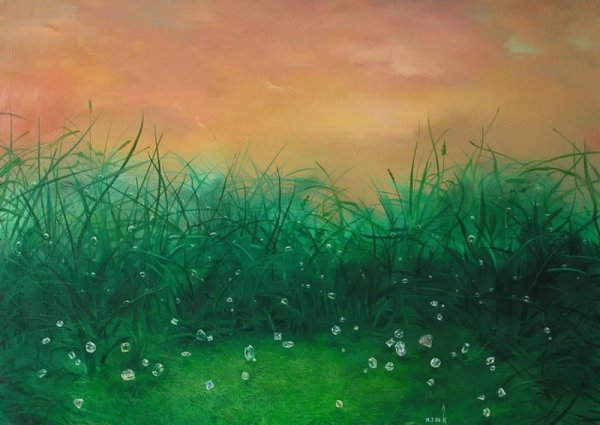 Зеленая трава живопись