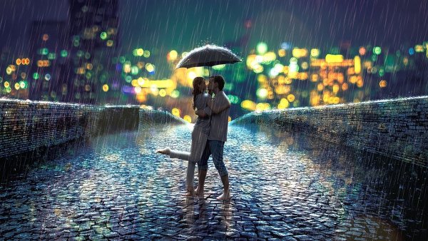 Пара под дождем