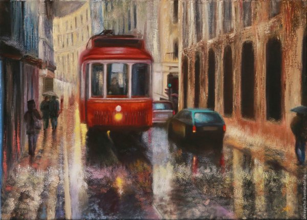 Художник: Алексей Бутырский осень трамвай