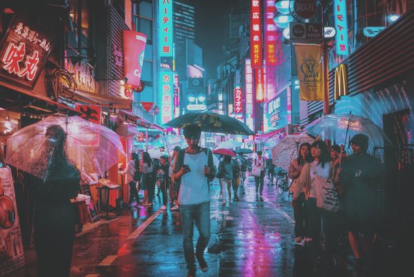 Япония ночной Токио дождь