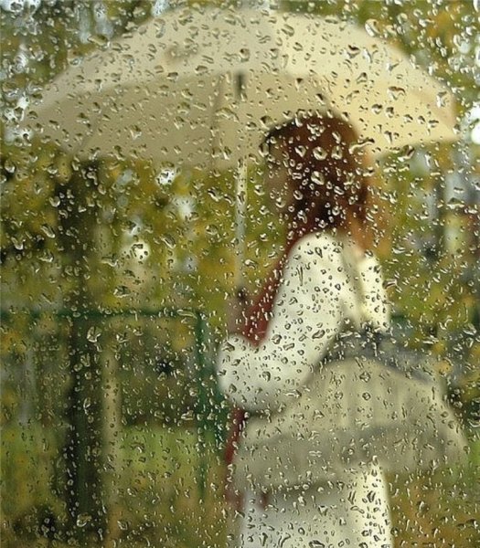 Женщина осень за окном дождь