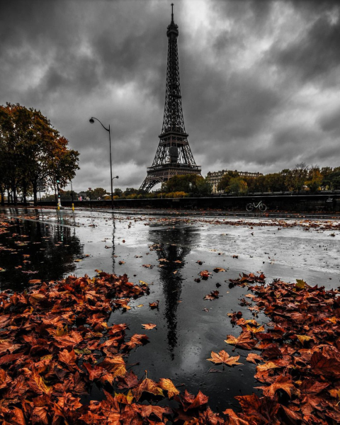 Париж Эйфелева башня дождь
