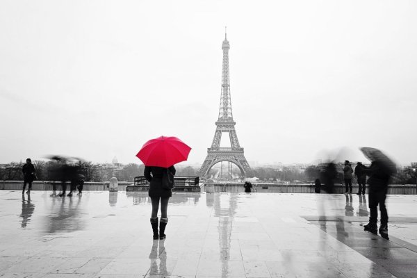 Париж черно белый с красным