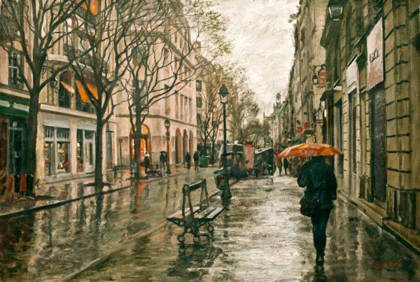 Живопись-картина "дождь в Сан-Ремо "-Автор