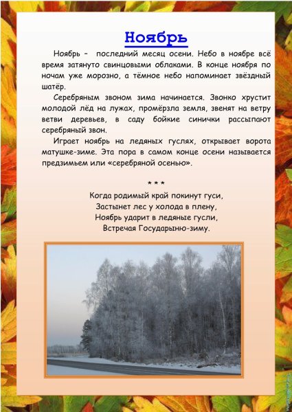 Рассказ про ноябрь для детей
