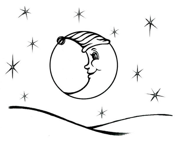 Луна раскраска