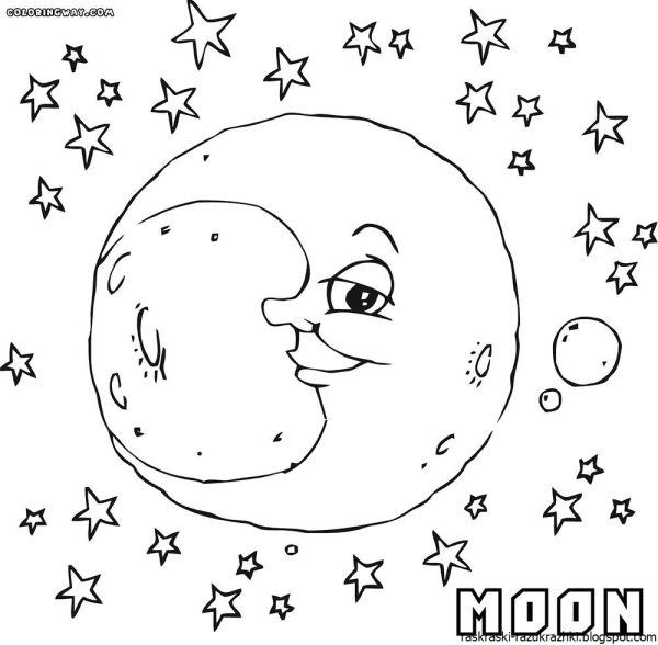 Луна раскраска
