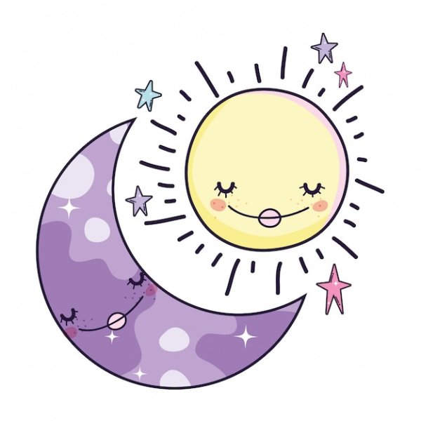 Солнце и Луна мультяшные