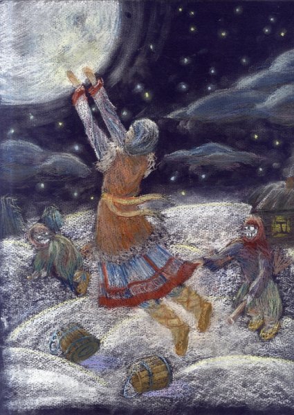 Девушка на Луне Чувашская сказка иллюстрации