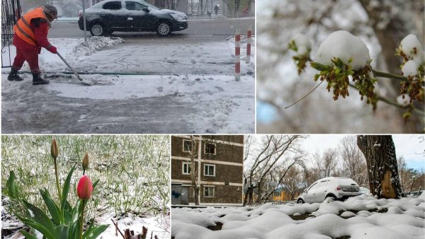 Снег в апреле фото