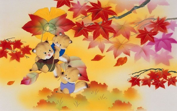 Мультяшные дети осень