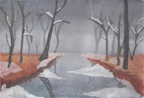 Рисование первый снег