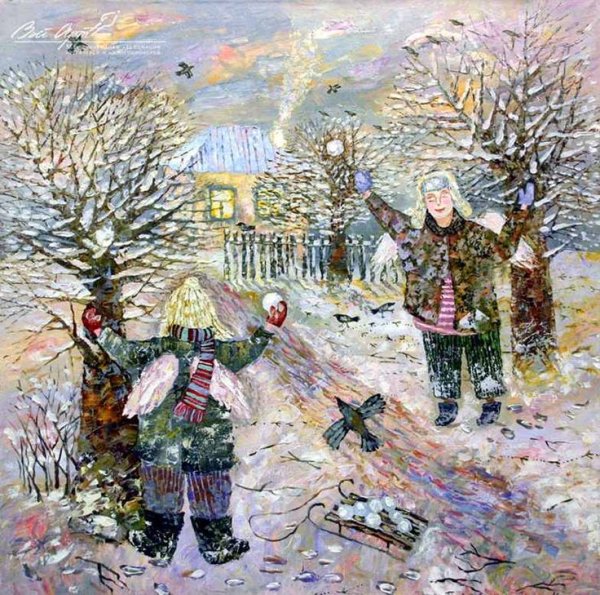 Живопись первый снежок