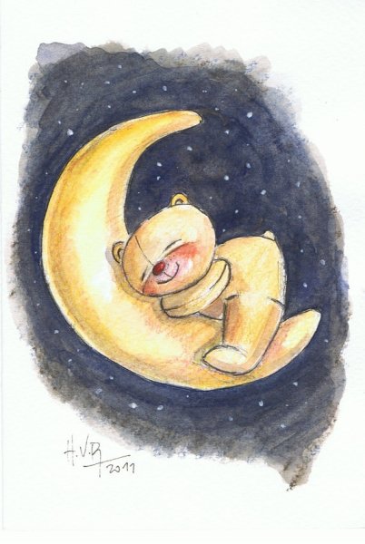 Мишка спит на Луне