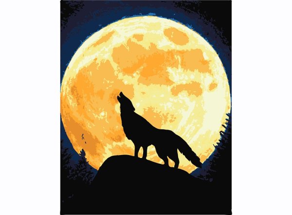 Картина волк и Луна