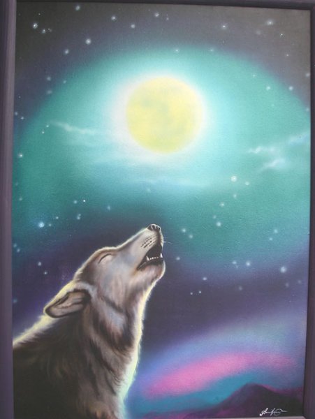Нарисовать волка воешия на луну