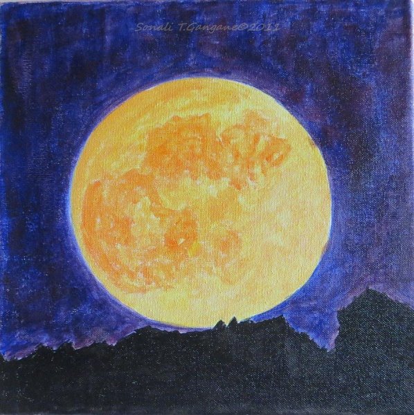 Луна красками