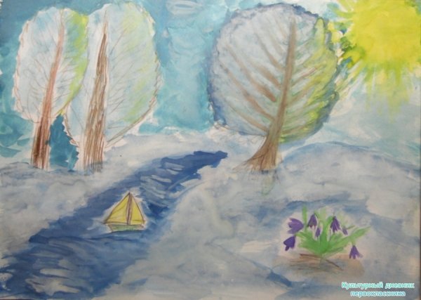 Рисование весенний ручей