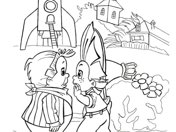 Незнайка на Луне раскраска