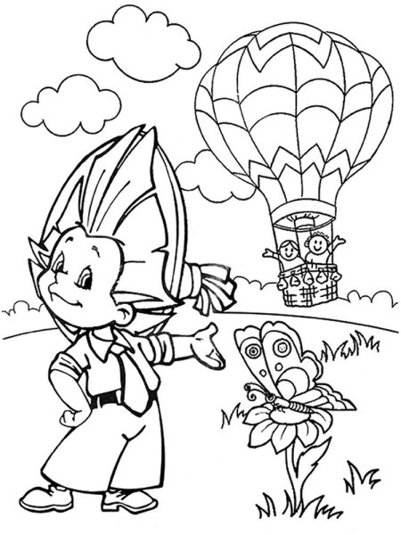 Незнайка в Солнечном городе раскраска