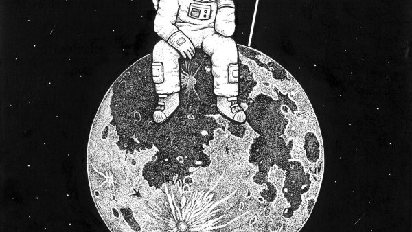 Космос черно белый арт