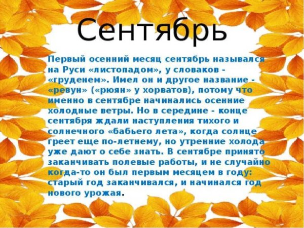 Осенние месяцы сентябрь