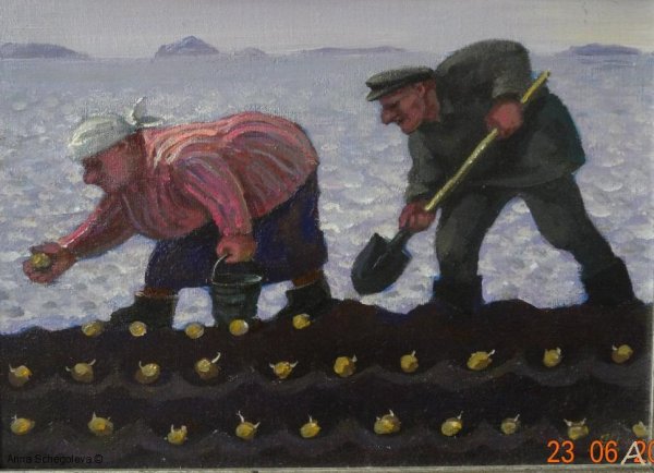 Картина уборка картофеля