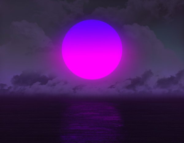 Фиолетовое небо с луной