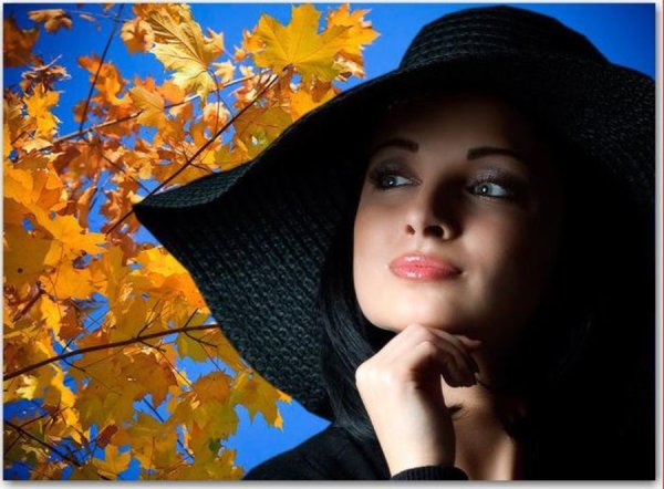 Осень девушка в шляпке