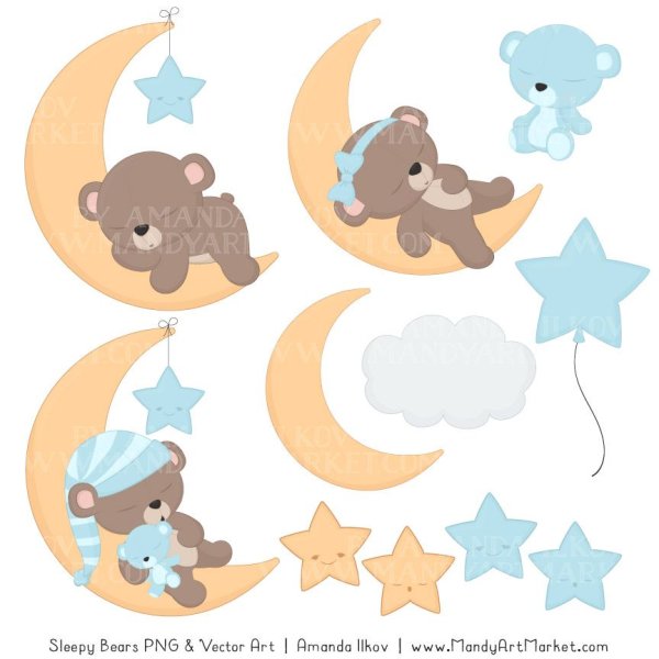 Мишка на Луне картинка для печати