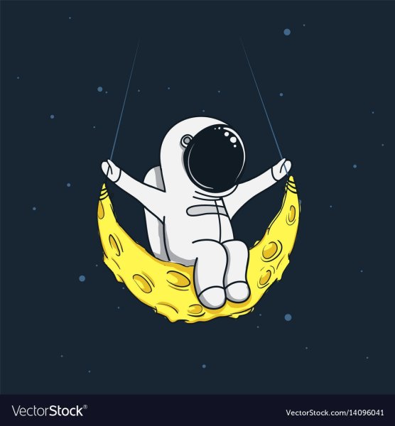 Космонавт на Луне мультяшный