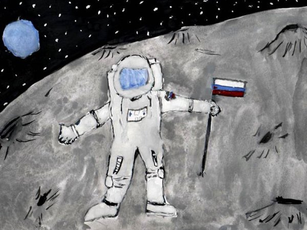 Человек в космосе рисунок