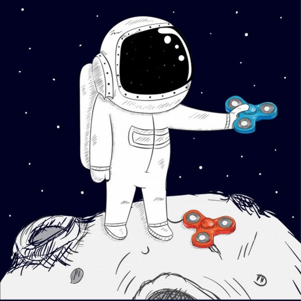 Космонавт на Луне рисунок