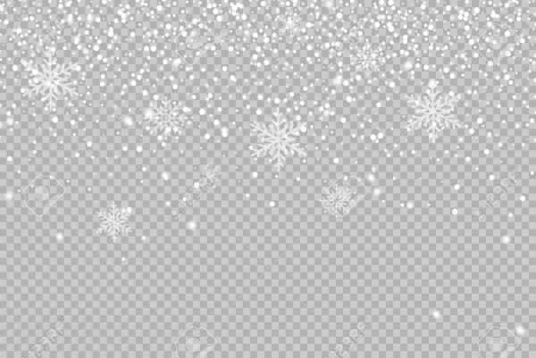 Падающие снежинки на прозрачном фоне