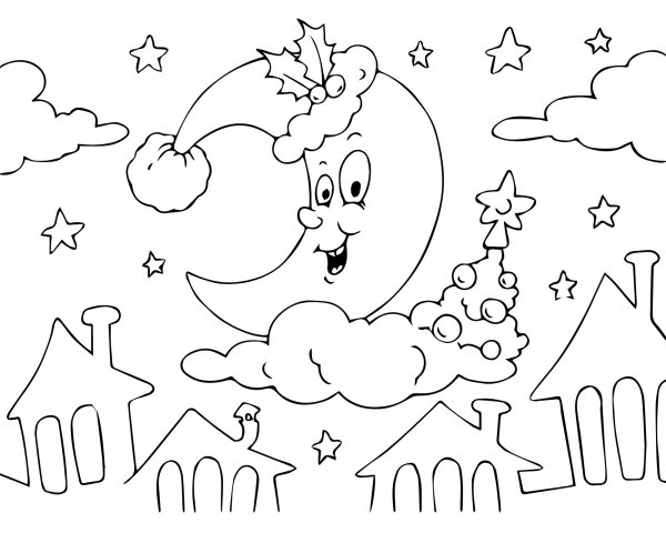 Луна раскраска для детей